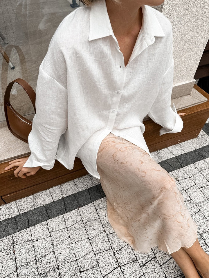 Lune London oversized linen button-up shirt for women