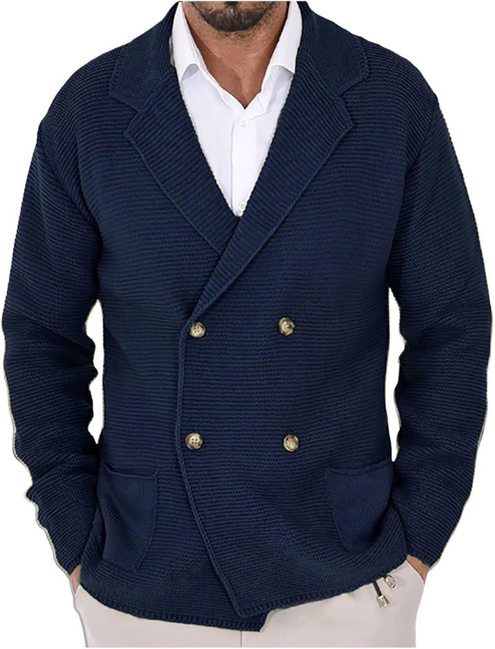 Men's knitted jacket with double breasting and modern pockets Lune London