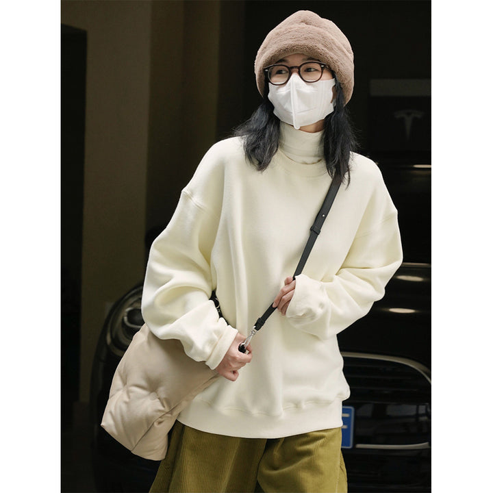 Women's Loose Oversized Sweatshirt with Drop Shoulder and Ribbed Hem Amarae