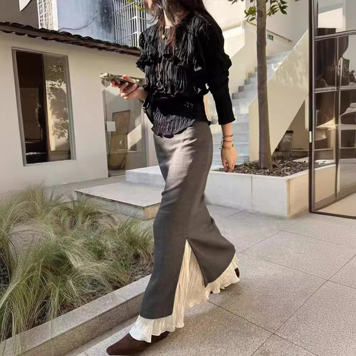 Jupe maxi élégante pour femme avec fentes latérales et look superposé Chic & Stil