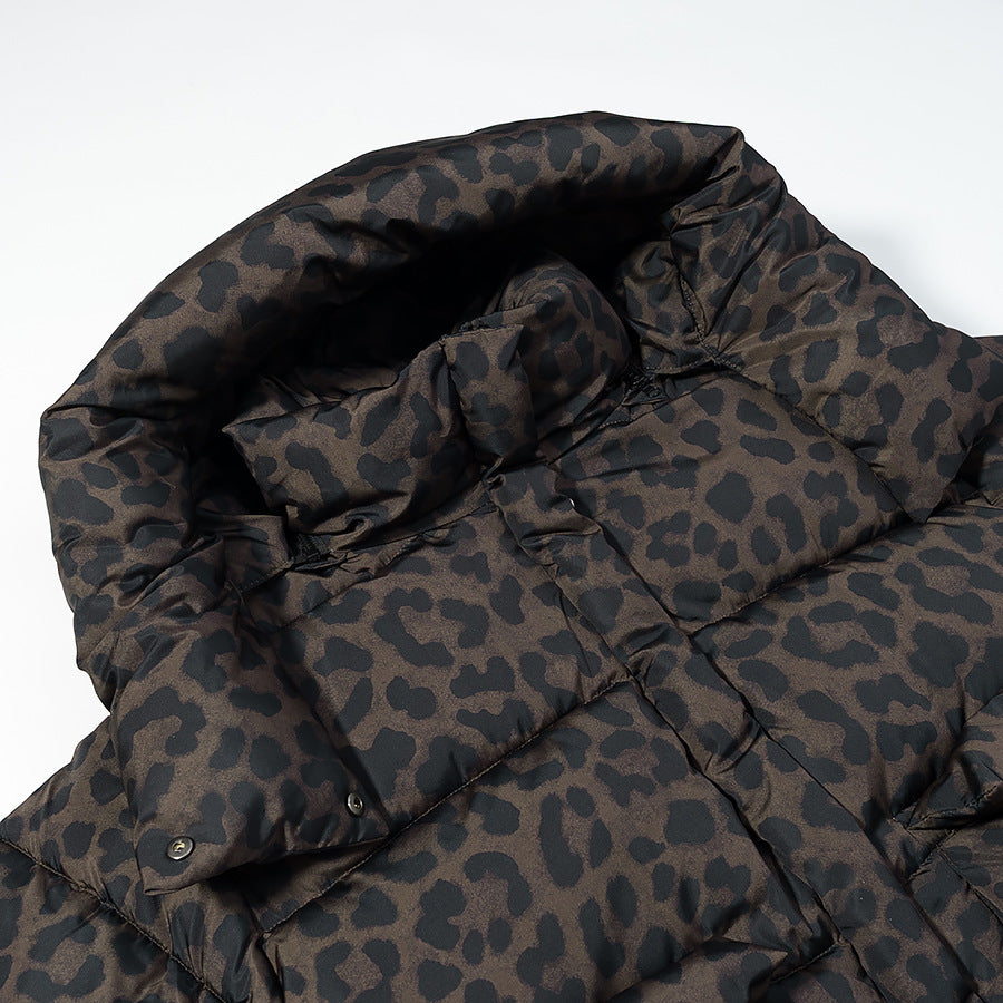 Women’s Oversize Puffer Jacket with Hood and Leopard Print Amarae