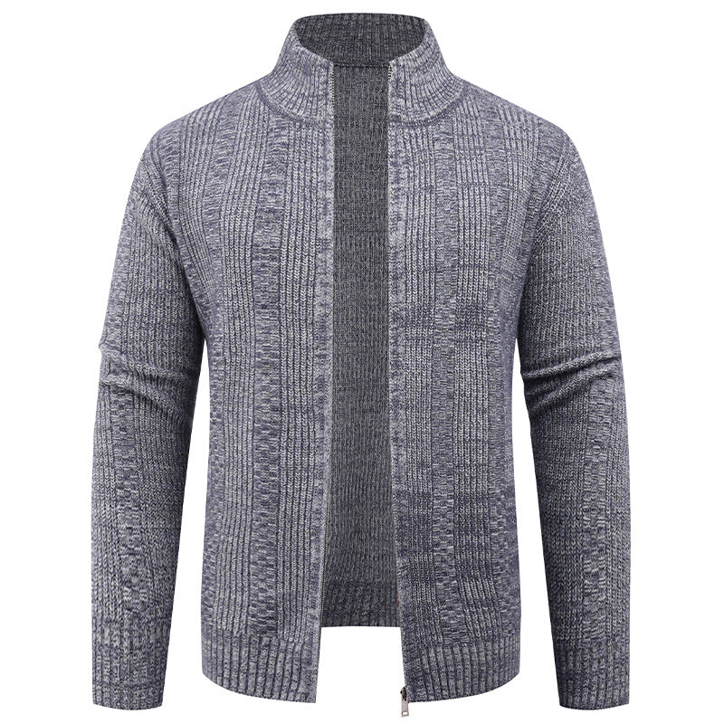 Men's knitted jacket with modern zipper and cable pattern Lune London