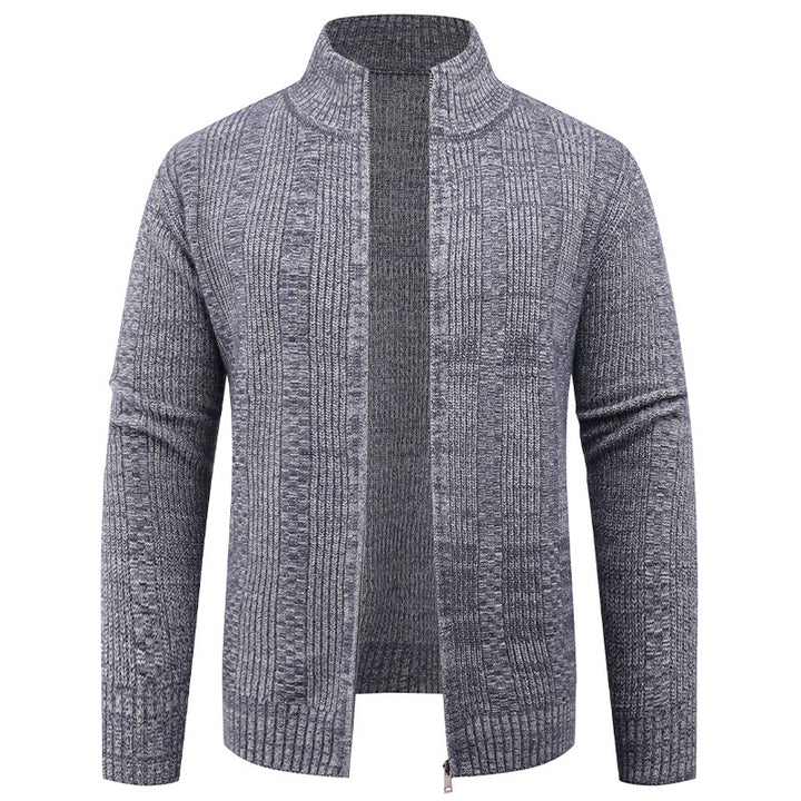 Men's knitted jacket with modern zipper and cable pattern Lune London