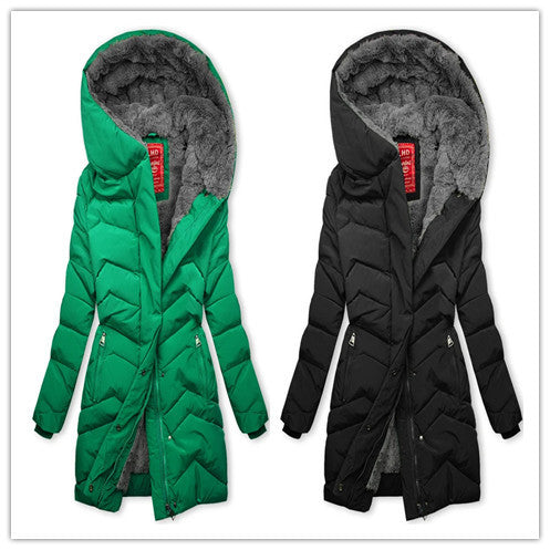 Ladies padded winter coat with oversized hood and practical zipper Amarae