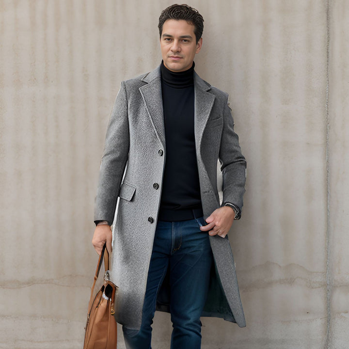 Elegant long coat for men in wool blend Lune London