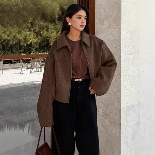 Women Cropped Jacket Trendy in Wool Blend Amarae