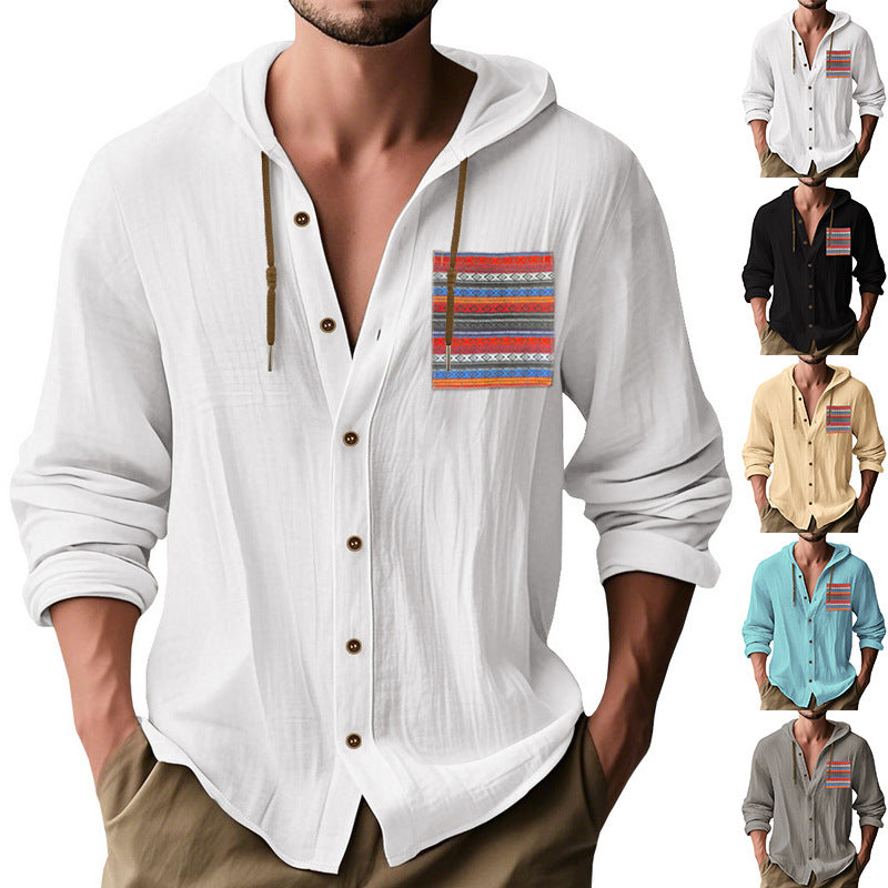 Casual hooded jacket for men with colorful pattern and practical buttons Lune London