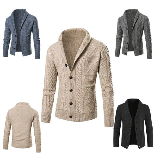 Men's knit jacket with an elegant cable pattern and button placket Amarae