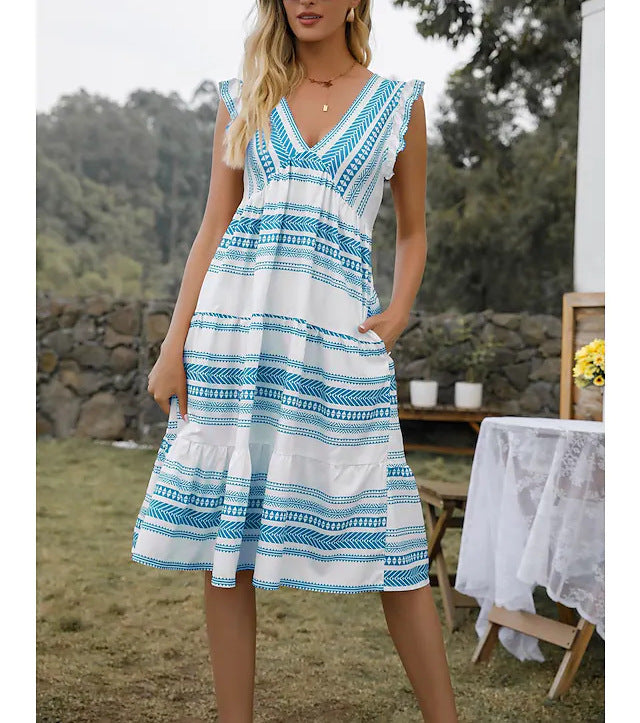 Casual dress for women with refined ruffle details and an elegant belt design Lune London