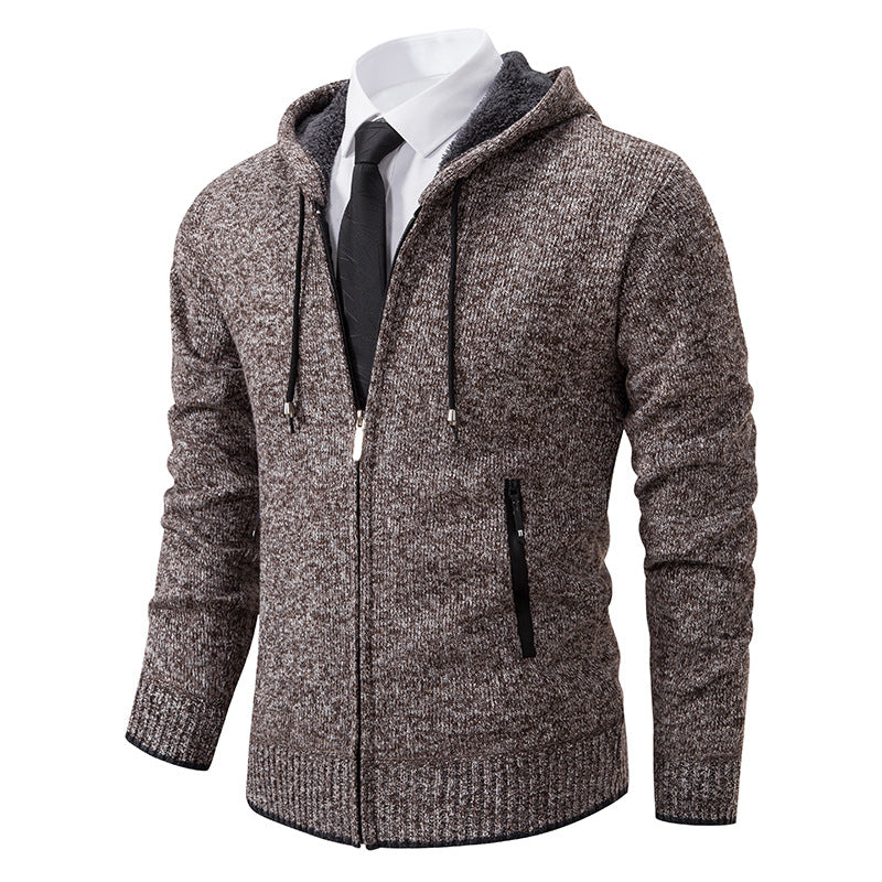 Men's knitted jacket with hood and soft inner lining Lune London