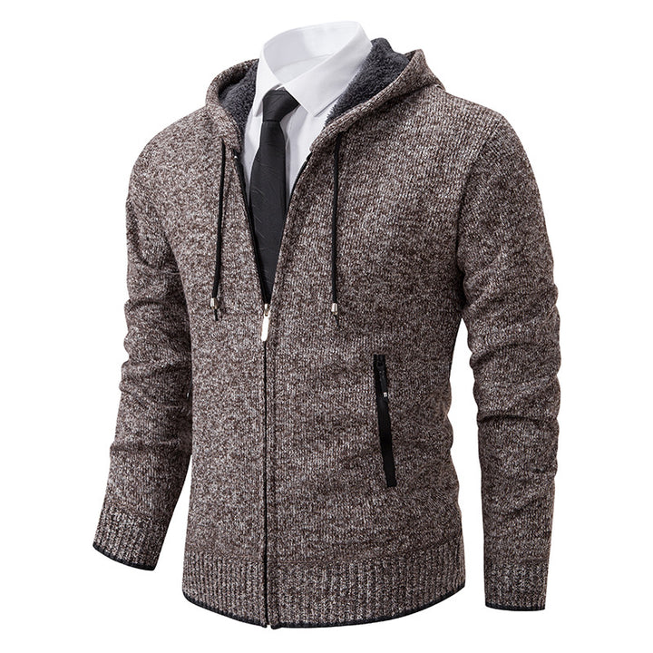 Men's knitted jacket with hood and soft inner lining Lune London