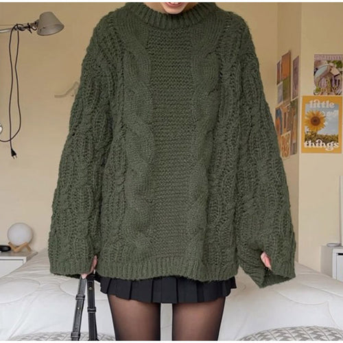 Ladies Large knitted sweater with twisted pattern Amarae