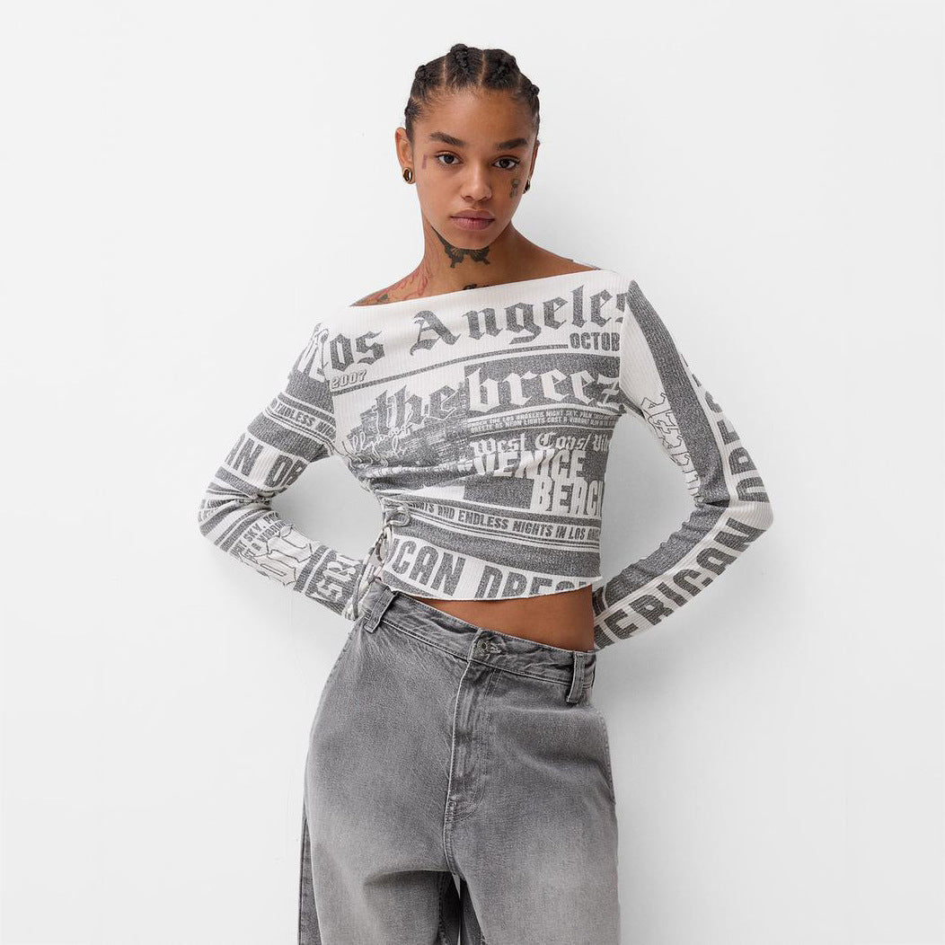 Women Crop-top with creative text design and loose fit Lune London