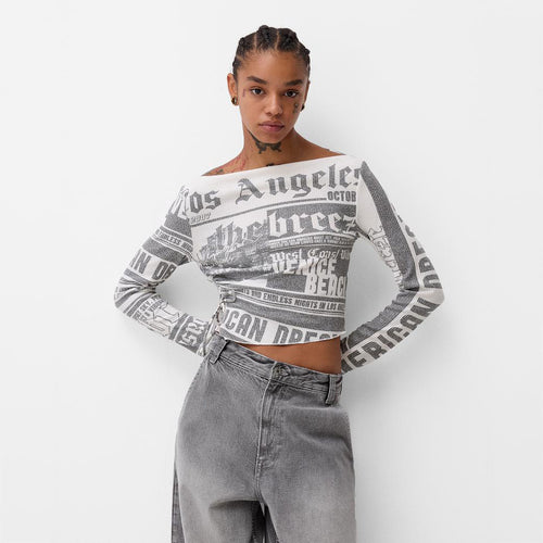 Women Crop-top with creative text design and loose fit Amarae