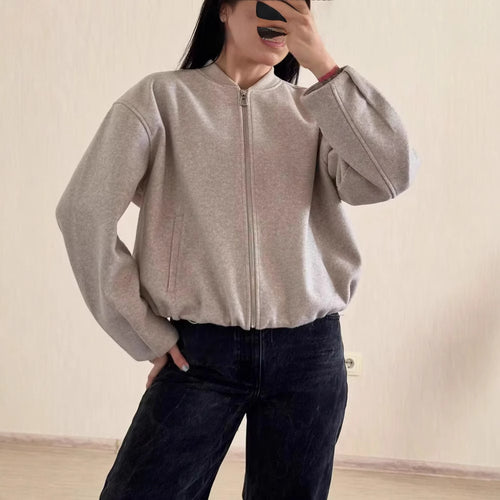 Fleece jacket for women with modern high collar and practical pockets Amarae