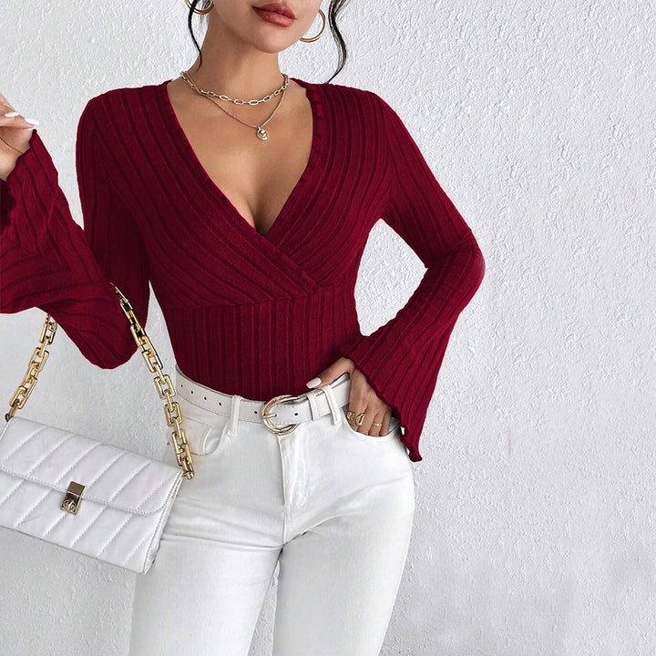 Chemise à manches longues pour femmes avec design enroulé et manches volumineuses Chic & Stil