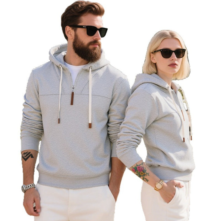 Men's trendy hoodie with textured fabric and practical zip details Lune London