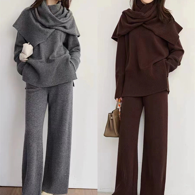 Ensemble en tricot pour femmes avec un élégant col rond et des jambes larges Chic & Stil