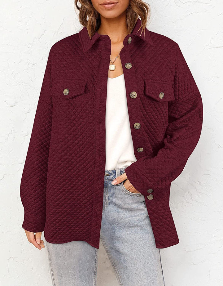 Oversized women's shirt jacket lined in structured design with applied pockets Lune London