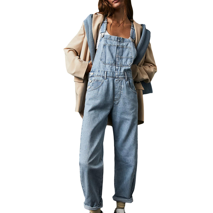 Women’s casual denim overalls with practical pockets and adjustable waistband Lune London