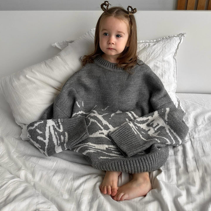Thick knit sweater for women with artistic landscape design Lune London