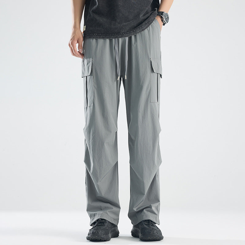 Men's Wide Tech Cargo Pants with Utility Pockets and Adjustable Waist Amarae