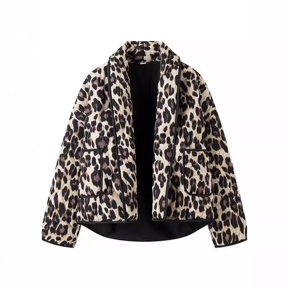 Ladies Fashion Leopard Jacket with Elegant Piping Details Lune London