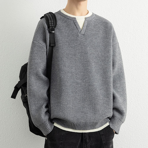 Men's knit sweater with V-neck and structured design Amarae
