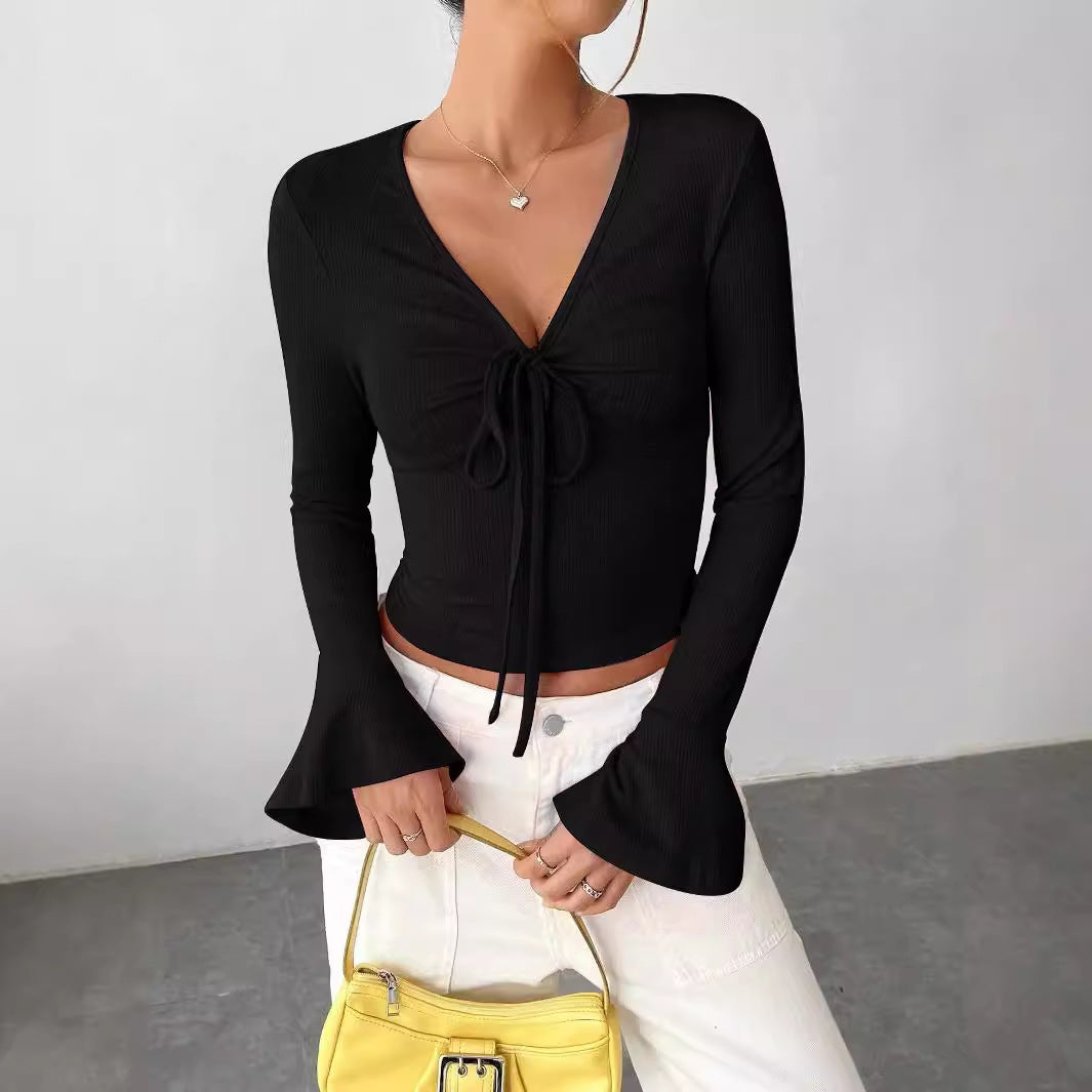 Long sleeve blouse for women with tie and wide sleeves Lune London