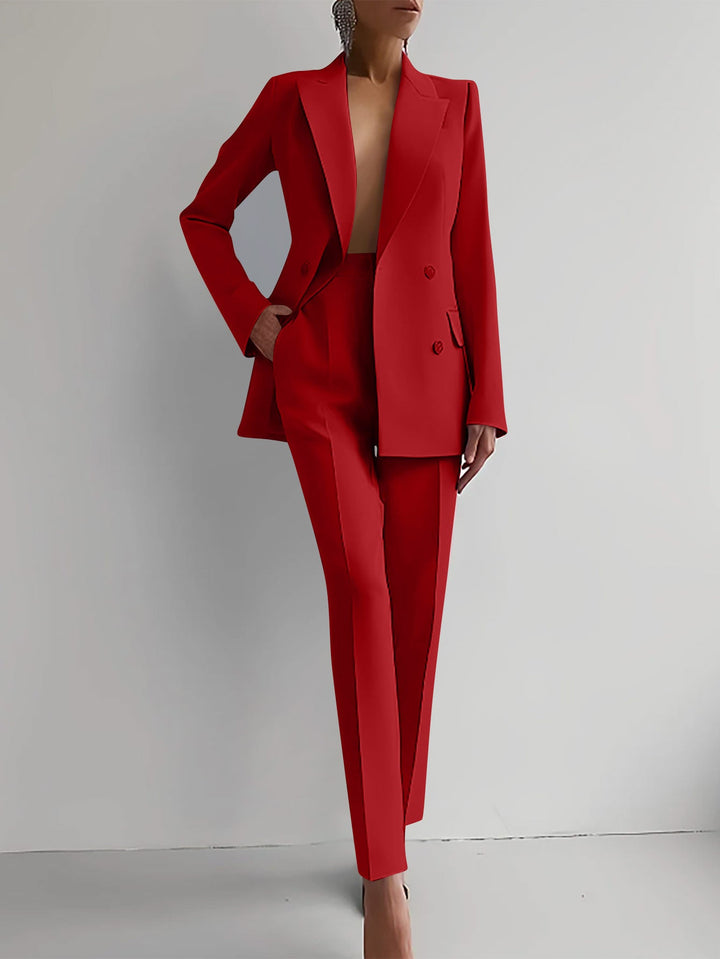 Women's Elegant Double-Breasted Blazer with Tailored Trousers Lune London