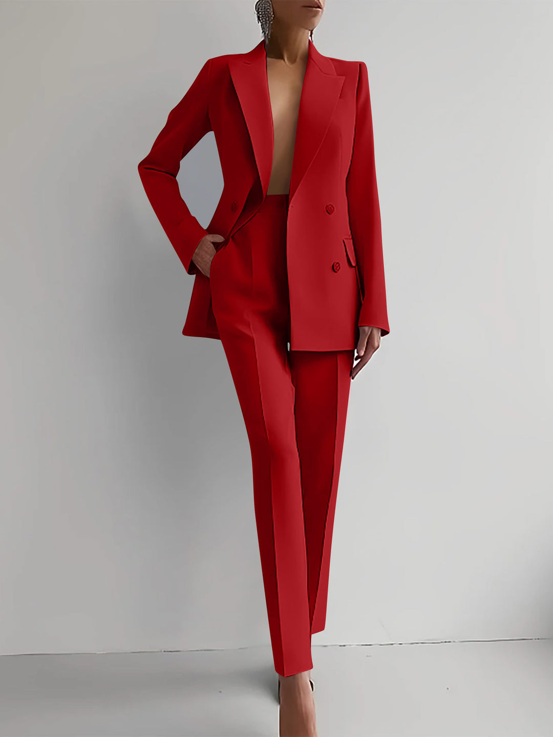 Ladies Elegant Double Blazer Pants Set Lune London