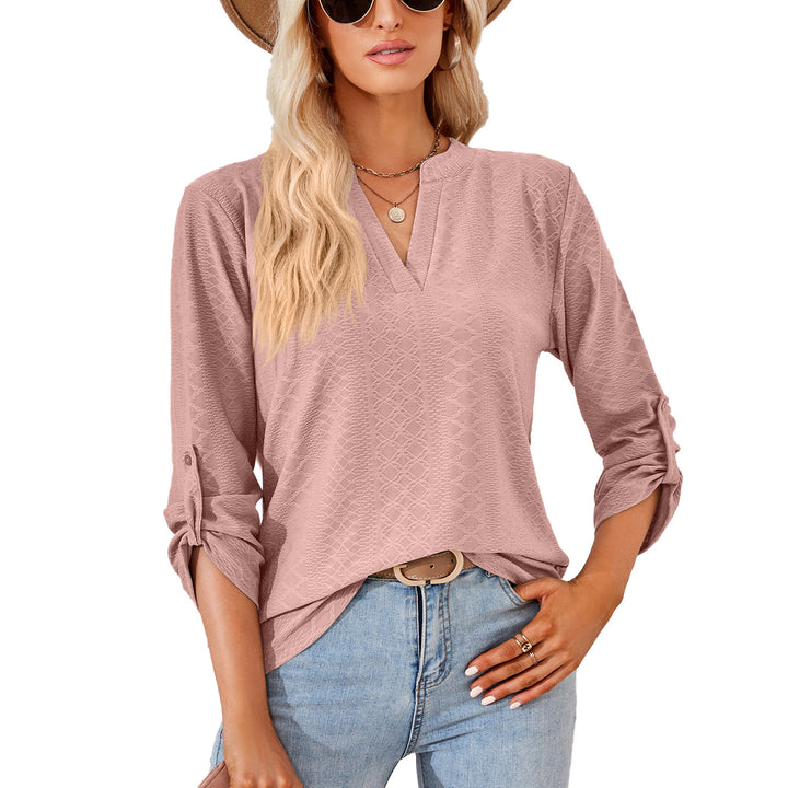 Top woman with V-neck and trendy ruffle details Amarae