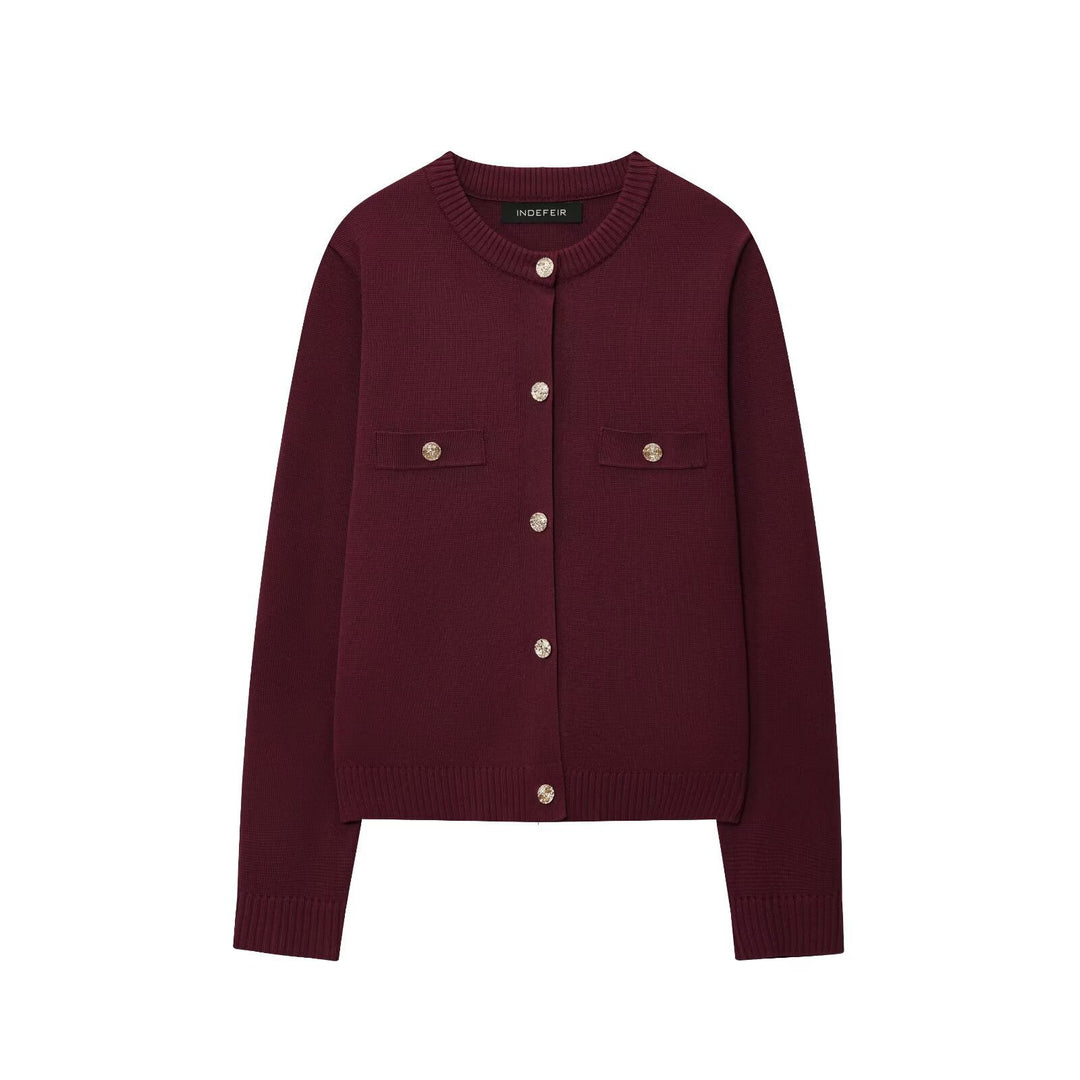 Knitted jacket for women with an elegant button design and practical pockets Lune London