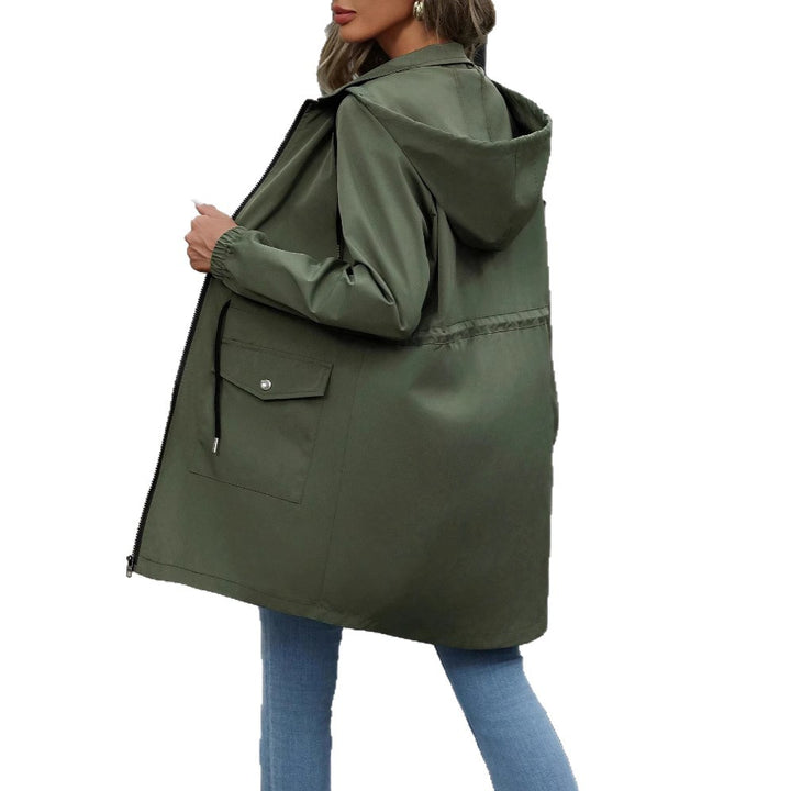 Ladies practical hoodie jacket with adjustable waist and pockets Lune London