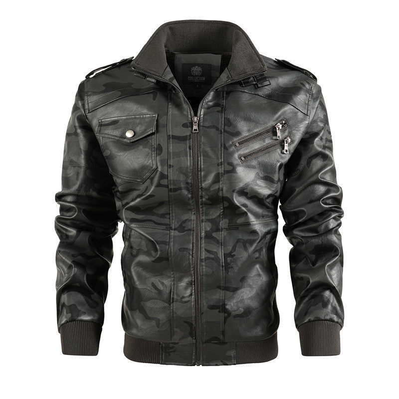Camouflage leather jacket for men with urban style Lune London