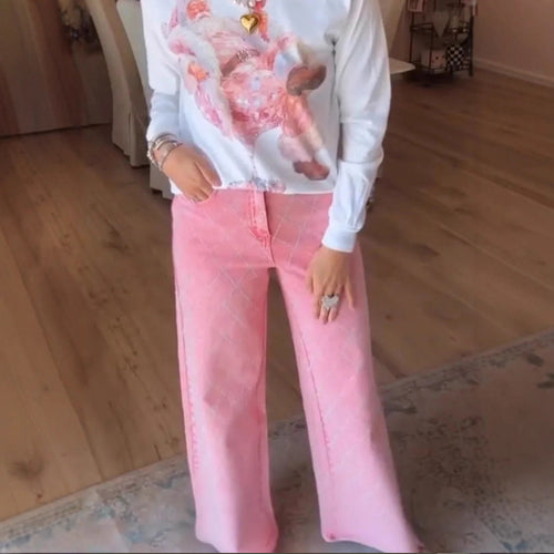 Jeans larges pour femmes au style décontracté avec taille haute Chic & Stil