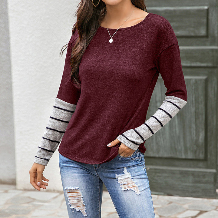 Lune London women's long t-shirt with casual sleeves and striped sleeves