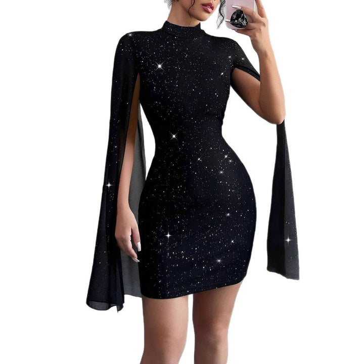 Elegant short dress for women with CAPE sleeves and sparkling details Lune London