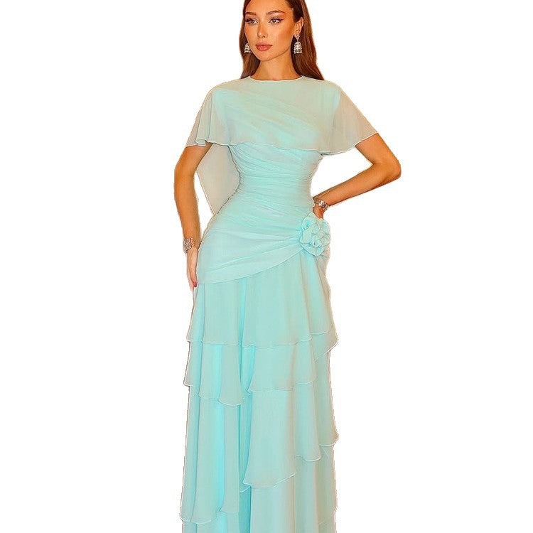 Women Flowing Tiered Ruffle Evening Dress with Tailored Draping Amarae