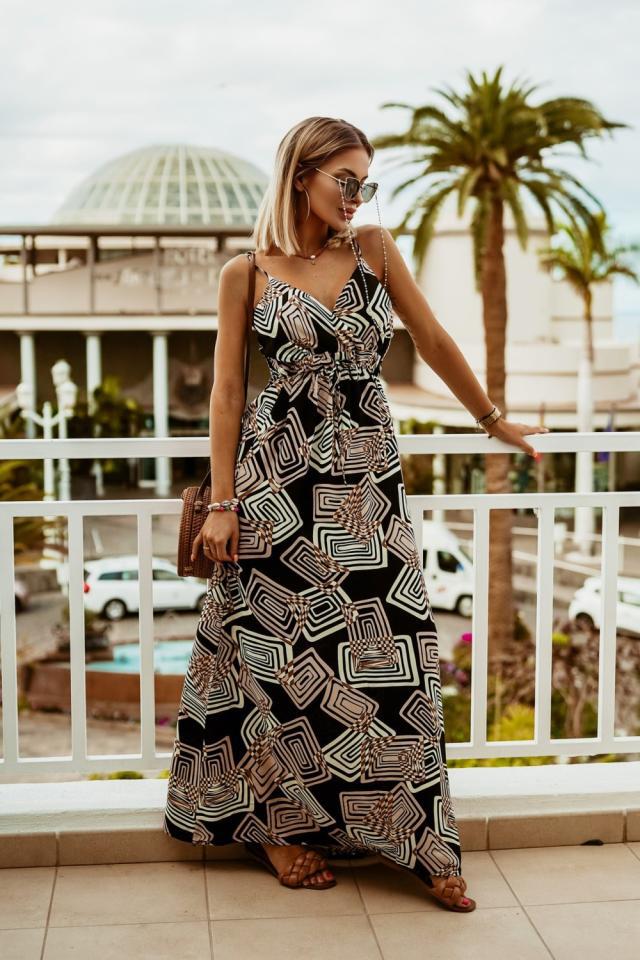 Elegant geometric maxi dress for women Lune London
