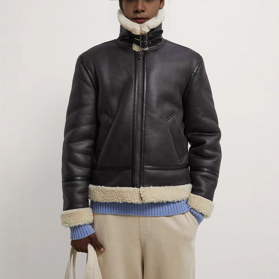 Men's Padded Aviator Style Flight Jacket with Teddy Lining Amarae