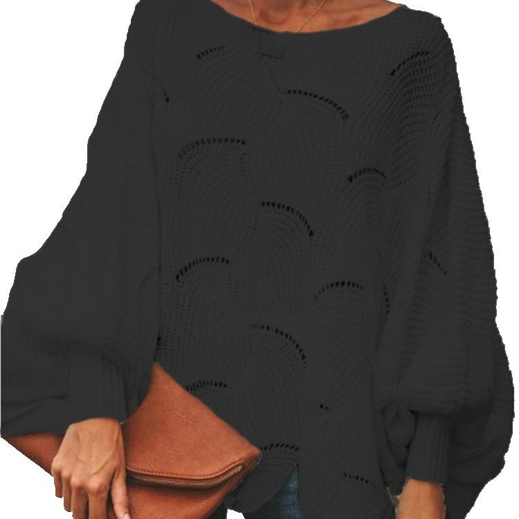 Lune London structured knit sweater for women with an airy crochet effect