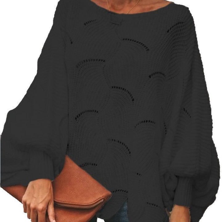 Lune London structured knit sweater for women with an airy crochet effect
