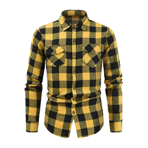 Men's Classic Flannel Shirts with Check Pattern and Practical Chest Pockets Amarae