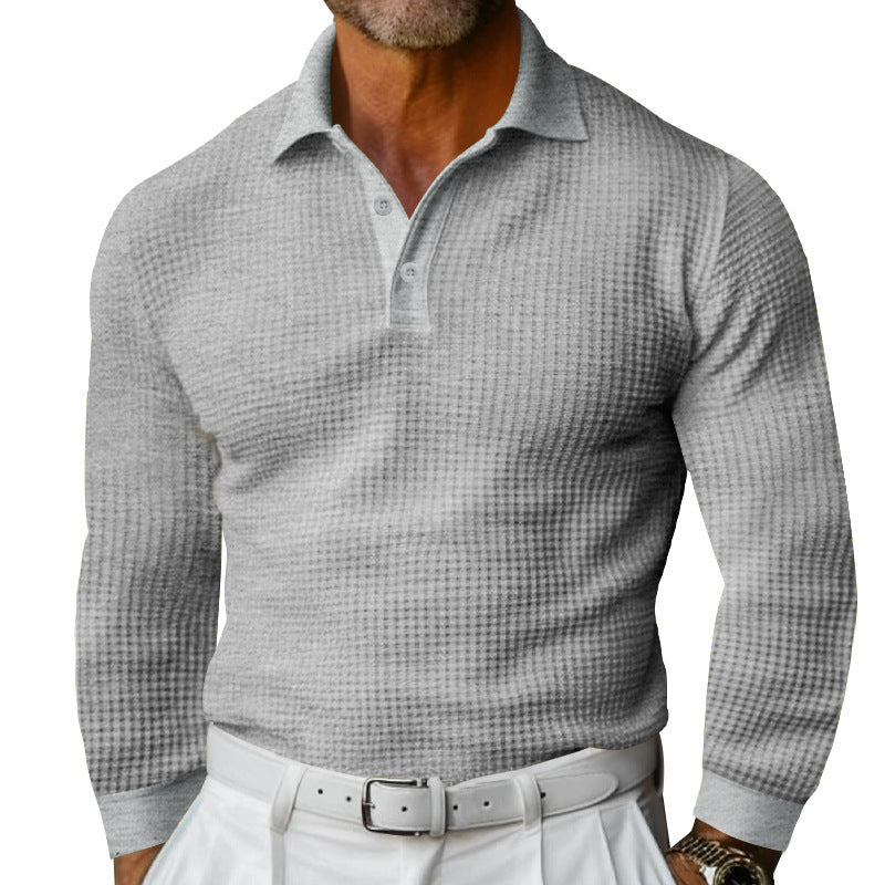 Stylish long sleeve men's t-shirt with structured design and modern button placket Amarae