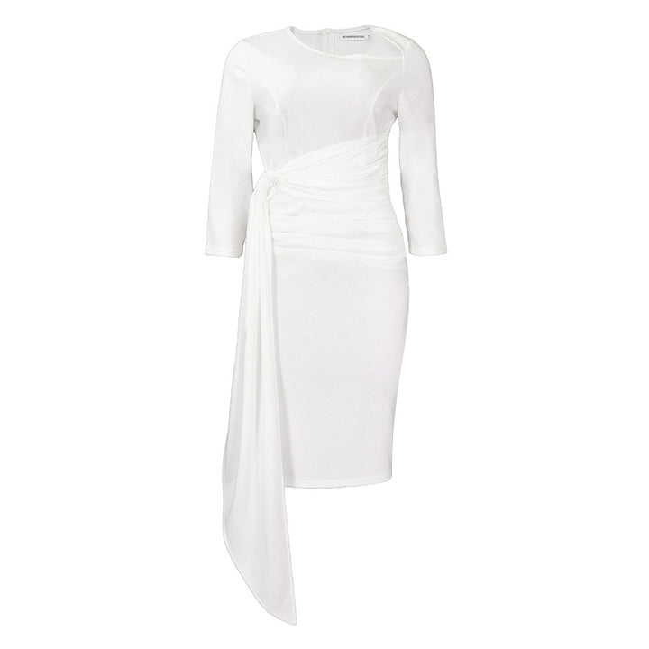 Fitted wrap dress for women with long sleeves and gathers Lune London