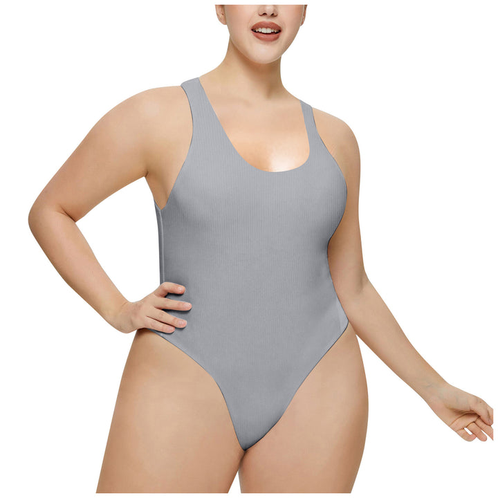 Ladies High Neck Ribbed Swimsuit Lune London