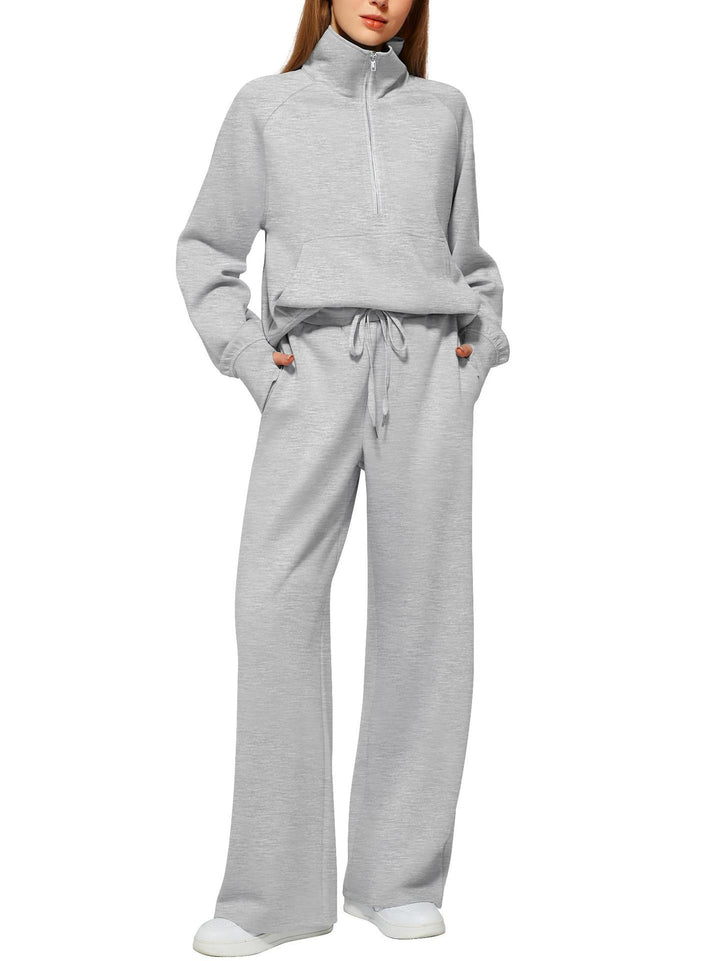 Lune London Women's Sports Loungewear Set with High Collar and Flared Legs