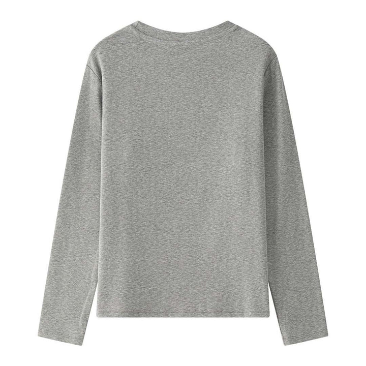 Women's Fine Long Sleeve made of Organic Cotton Jersey with Round Neckline and Straight Hem