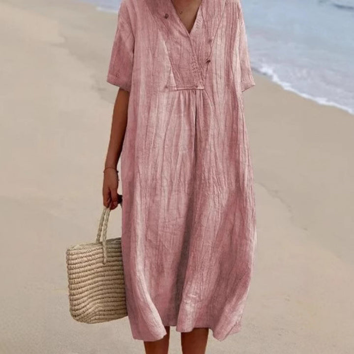 Casual midi dress for ladies with V-neck and loose fit Lune London